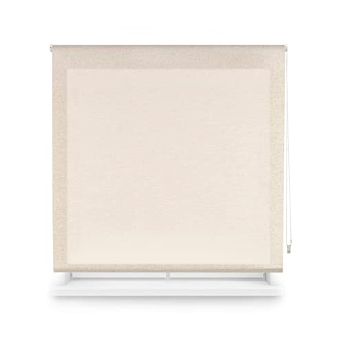 Blindecor Lino estor enrollable translúcido textura lino - estor de 100 x 200 cm (ancho x largo). Tamaño de la tela 97 x 195 cm. Estor enrollable lino