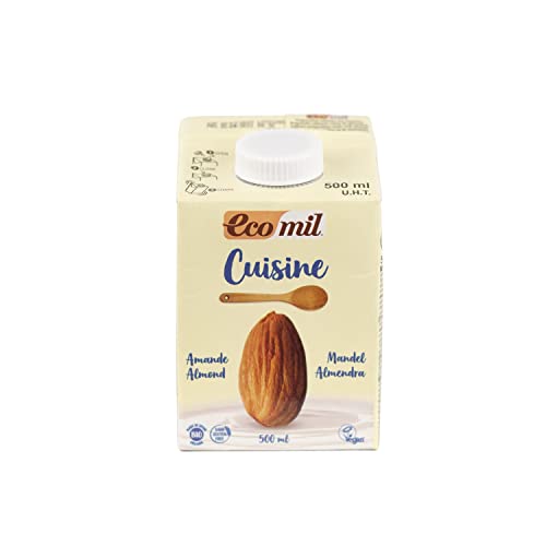 Ecomil Cusine Almond Bio 500 ml. Crema de almendra bio para cocinar. Sin gluten, sin lactosa, sin soja, sin huevo y sin proteína láctea.