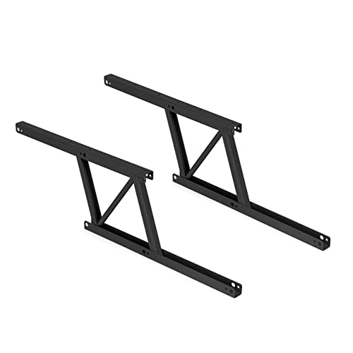 Emuca - Juego de 2 mecanismos elevables para mesas de centro, Bisagra de Mesa elevadora, permite elevar la mesa 135mm, Acero, Pintado negro