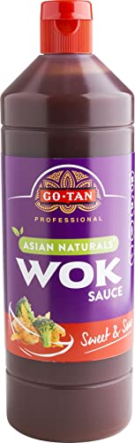 Go-Tan Salsa Agridulce, Salsa Asiática, Condimento para Wok, Tomate, Soja, Hiervas y Pimiento Rojo - Agridulce, 1 L (Paquete de 1)