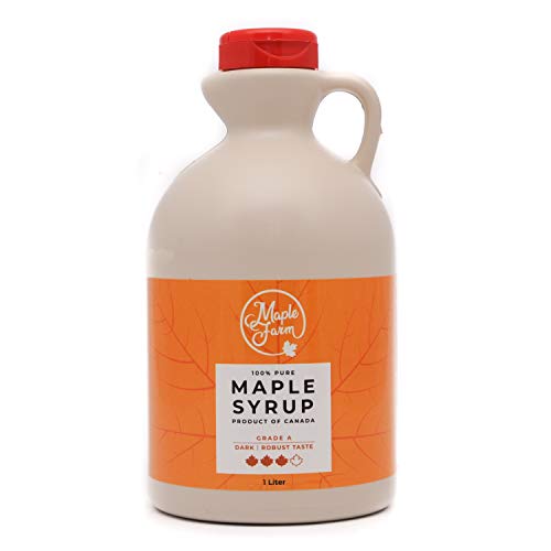 Jarabe de arce Grado A (Dark, Robust taste) - 1 litro (1,35 Kg) - Miel de arce - Sirope de Arce - Original maple syrup