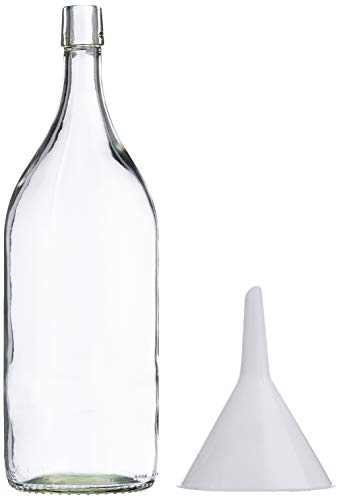 Viva Haushaltswaren - Botella de Cristal (con Cierre, 2 L, rellenable, Incluye Embudo de 12 cm de diámetro)