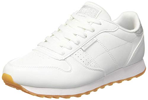 Skechers OG 85 OLD SCHOOL COOL, Zapatillas para Mujer, Blanco (White Duraleather/ Silver Glitter Trim), 39 EU