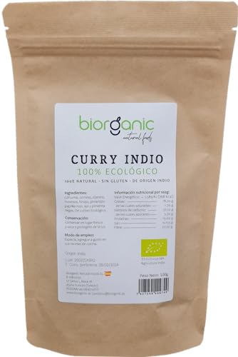 Curry sin gluten, curry indio en polvo 100g. PREMIUM. Biorganic. 100% natural. Sin aditivos.