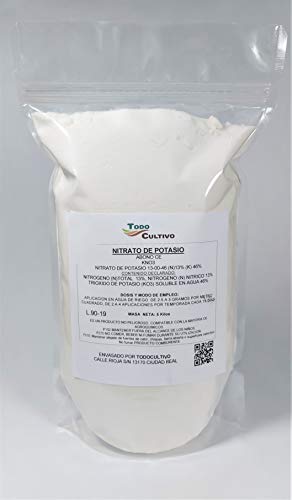 Nitrato potásico Puro (KNO3) 13-00-46. 5 Kilos. Muy Utilizado para la maduración en frutales, Huerta y Cualquier Cultivo Donde la generación de azucares se indispensable.
