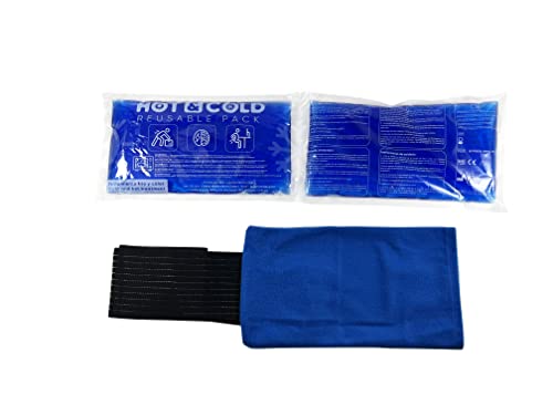 SURGICALMED - Pack de 2 Bolsas de Gel Frío o Calor Reutilizables (26 x 15 cm) - Incluye 1 Funda Multiposición de Tela con banda de compresión - Aptas para Nevera y Microondas - Ideales para Terapias