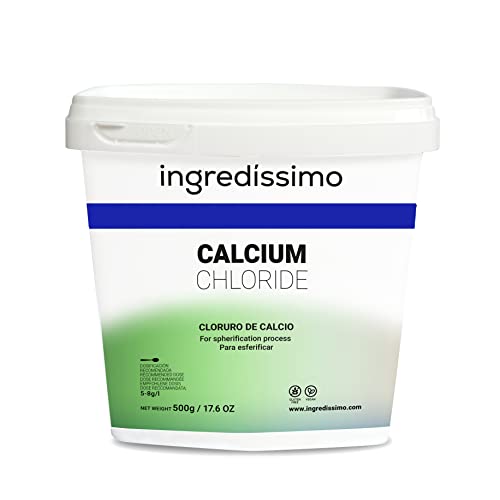 INGREDISSIMO - Cloruro de Calcio, para Esferificaciones Directas con Alginato, en Perlas de Color Blanco, Aditivo Alimenticio, Soluble en Agua, Producto Vegano y sin Gluten - 500 g