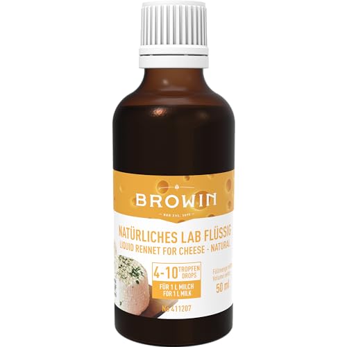 Browin 411 411207 Labio líquido Natural, 50 ml, para Leche de Vaca, Oveja y Cabra para 105-260 L, Gran Rendimiento, fácil dosificación