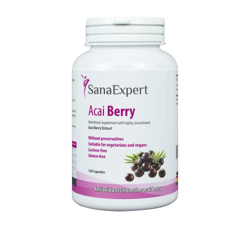SanaExpert Acai Berry | EXTRACTO PURO DE ACAI BERRY | alta dosis de 4000 mg de fruta Acai (120 comprimidos) Ingredientes 100% naturales y veganos. Fabricado en Alemania.
