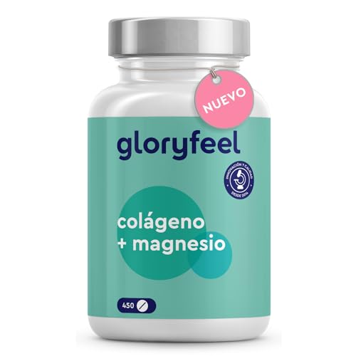 Colágeno con magnesio - 450 Tabletas - Para el ciudado de articulaciones, huesos, músculos, piel tersa y más energía - 3600mg de Colageno hidrolizado puro y 169mg de magnesio