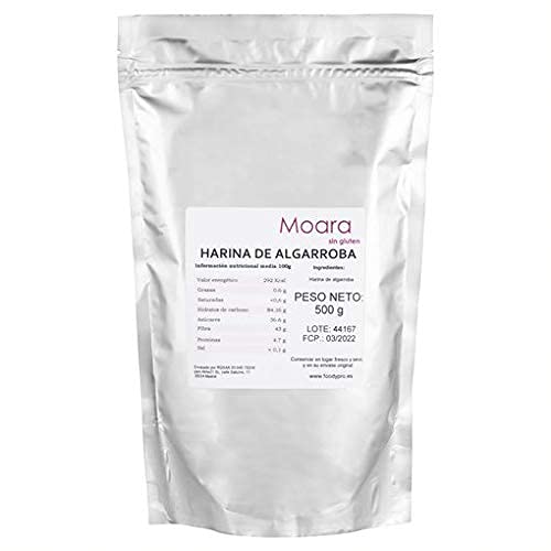 Moara Harina de algarroba sin gluten, sustituto ideal del chocolate y el cacao - Algarrobo en polvo natural, producto vegano (500g)