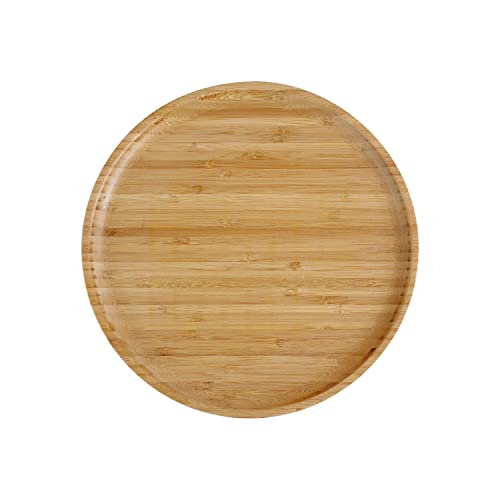 pandoo Platos de bambú reutilizables, platos 100% bambú, platos redondos de madera, platos de bambú, decoración de bambú, vajilla de bambú, juego de vajilla de bambú, juego de platos de madera,
