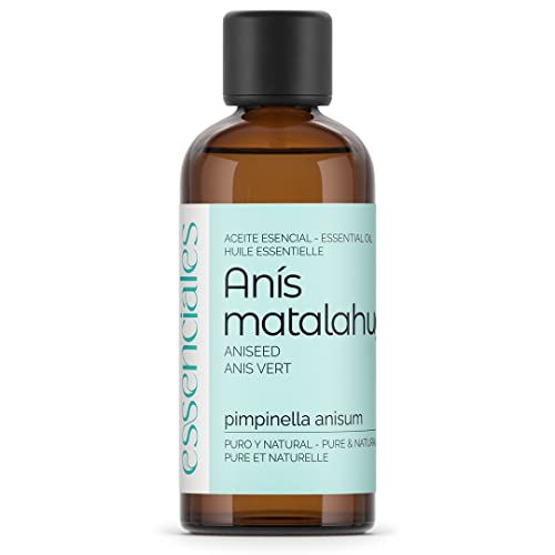 Essenciales - Aceite Esencial de Anís Matalahuga, 100% Puro, 100 ml | Aceite Esencial Pimpinella Anisum