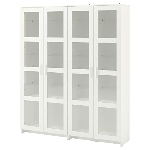 Ikea BRIMNES - Combinación de almacenamiento con puertas de cristal, 160 x 35 x 190 cm, color blanco