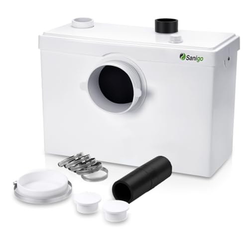 Sanigo SANI600 - Trituradora sanitaria, bomba automática para eliminar las aguas residuales, silenciosa, 3/1 entradas para inodoro lavabo 600 W, Blanco