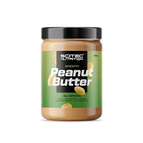 Scitec Nutrition Peanut Butter, Mantequilla de cacahuete cremosa, vegano, fuente de proteína, sin azúcares añadidos, sin aceite de palma, 400 g, Suave