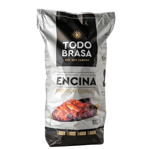 TodoBrasa CE15 Carbón Vegetal de Encina - Ecológico de Leña Ibérica - Saco 15 Kg Premium BBQ - Especial Parrilla Barbacoa - Brasa Profesional.