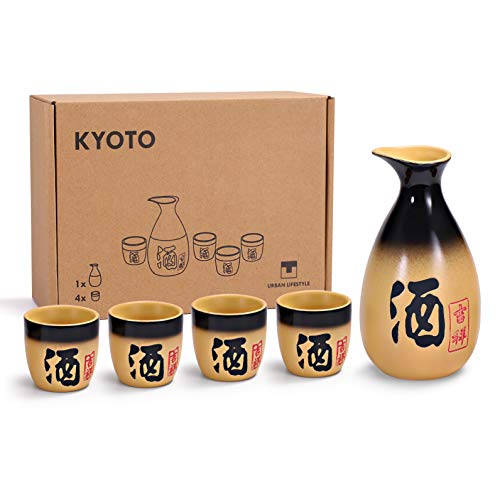 Urban Lifestyle Sake Set Kyoto 5 Piezas de gres, Capacidad: 295 ml