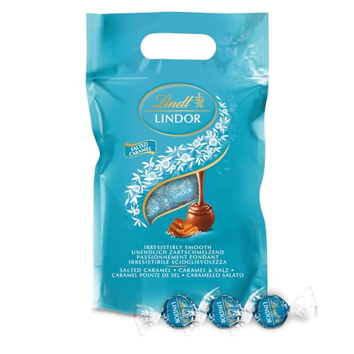 Lindt LINDOR bombones caramelo sal - Aproximadamente 80 bolas, 1kg - bombón de chocolate con relleno cremoso perfecto para compartir y regalar