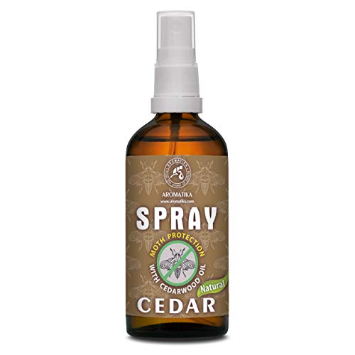 Spray de Polilla con Aceites Esenciales de Cedro y Limón 100ml - Protección Natural de la Polilla - Ambientador de Armario - Paño Protector Spray - Cuidado de Tela - Cedar Scent Spray