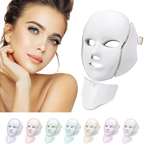 Deciniee Mascara LED Facial, 7 Colores Mascara LED Facial Profesional, Mascarilla LED Phototerapia Anti-Envejecimiento, Mascarilla Facial Compacta Arrugas Cuidado Personal Mascarilla Fototerapia