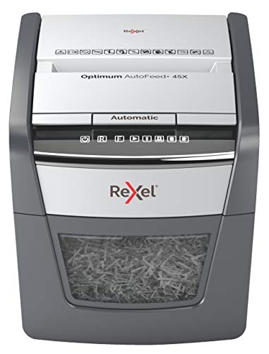 Rexel Optimum Autofeed Destructora de Papel de Alimentación Automática y Corte en Partículas P4, Papelera Extraíble de 20 Litros, 2020045X