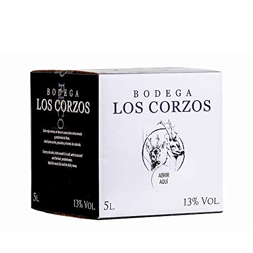 Bag in Box 5L Vino Tintos Recomendado (Equivalente a 6,5 Botellas de 750 ml) vino tinto afrutado caja de vino con grifo y asa incorporada de Bodegas Los Corzos