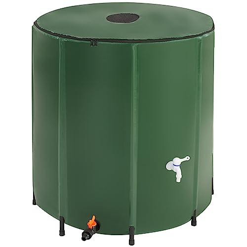 TecTake 800799 Depósito Plegable para Agua de Lluvia,Contenedor Exterior de Agua de Lluvia, Sistema de Recogida de Agua de Lluvia,Barril de Agua de Lluvia con Grifo (500 litros), Verde (3R-YCER-JK3E)