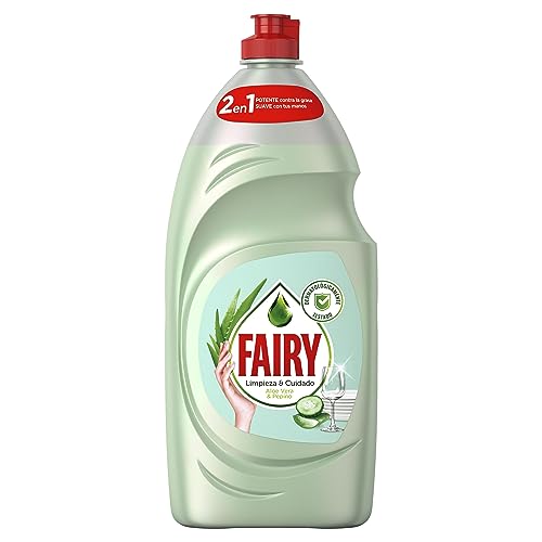 Fairy Limpieza y Cuidado aloe vera y pepino, lavavajillas líquido con protección de la dermis beneficia la piel y combate la grasa, 1015 ml