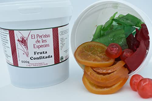 Fruta Confitada Surtida 500g - Calabaza Verde, Calabaza Roja, Disco Naranja y Cerezas