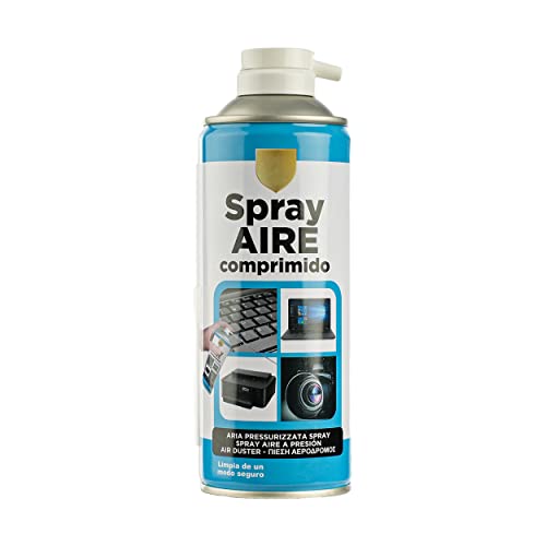 Spray de Aire Comprimido, Eliminación de Polvo, Perfecto para Limpieza de Teclados, Ordenador, Impresoras y Otros Equipos Eléctricos 400ml - 1 Unidad