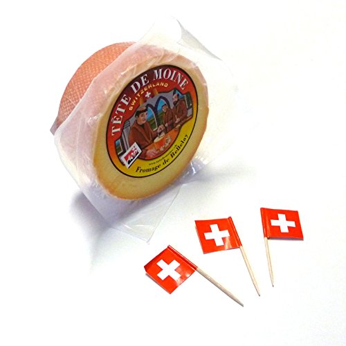 AOP Tete de Moine - Queso para medio pan (400 g (sin envío refrigerado) + 3 banderines suizos