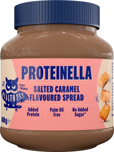 HealthyCo - Proteinella Crema para untar de Caramelo salado 400g - Un refrigerio saludable sin azúcar agregada, sin aceite de palma y proteínas agregadas - Un saludable para untar de chocolate