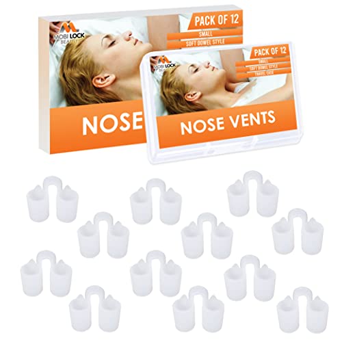 Dilatador nasal de alivio de la nariz - (Paquete de 12 tamaños pequeños) Ventilaciones suaves de silicona - Solución sencilla para los que respiran por la nariz - por Mobi Lock