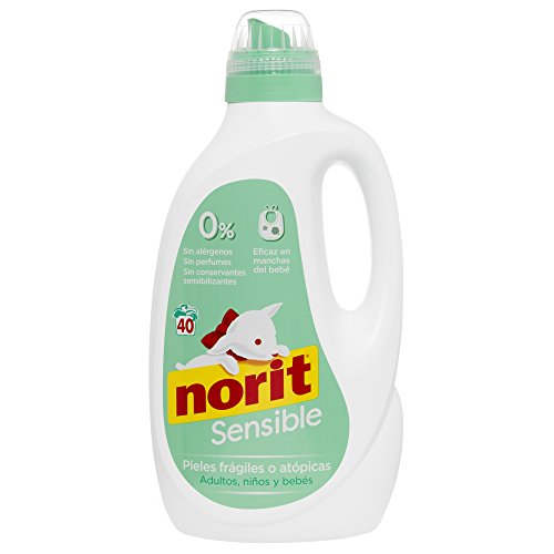 Norit Sensible - Detergente Líquido Especial Pieles Sensibles o Atópicas, Elimina las Manchas, Suciedad y Protege la Ropa y la Piel de Irritaciones y Alergias, 40 Lavados - 2120 ml