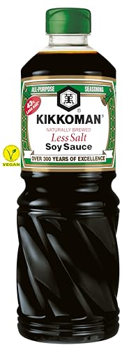 Kikkoman - Salsa de Soja con Menos Sal, Fermentación Natural, Salsa de Soja para Dietas Bajas en Sal, 1L