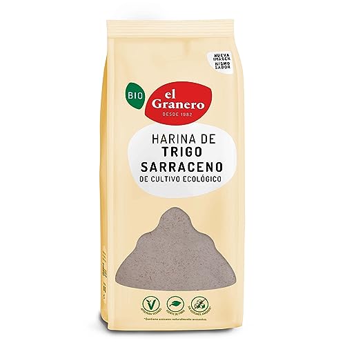El Granero Integral - Harina de Trigo Sarraceno BIO - 1 KG - Rica en Fibra y Nutrientes - Mejora la Digestión - Harina de Bajo Índice Glucémico - Apta para Veganos