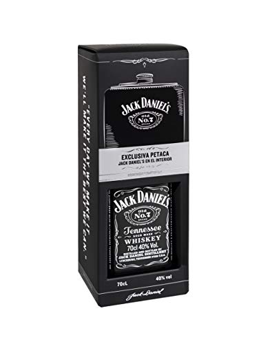 Jack Daniel's Tennessee con Petaca Estuche de Whisky - 1 Botella de 700ml + Petaca Original