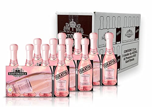 Sant'Orsola Prosecco D.O.C. Millesimato Rosè Extradry Pequeño Vino Espumoso Italiano - 9 Botellas X 200ml + 3 regalo