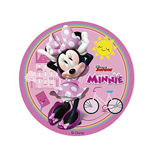 Dekora - Disco Decoración de Tartas de Cumpleaños Infantiles Minnie Mouse - 15,5 cm
