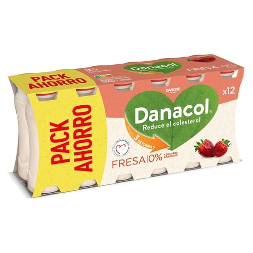 Danone DANACOL Leche fermentada desn. con edulcorantes,esteroles vegetales añadidos (PACK DE 2 Und.) REFRIGERADO (FRESA, 12X100)