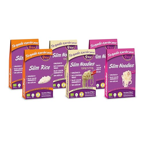 Slim Pasta - Pack de 6 Unidades de Pasta Konjac - 270 g - Sin Calorías ni Carbohidratos - Ideal para Dietas Keto y Low Carb - Apto para Veganos - Elaborado con Fibra de Avena y Harina de Konjac