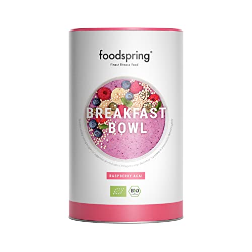 foodspring Breakfast Bowl, Frambuesa y Acai, 450 g, Empieza bien el día con nuestro desayuno ecológico, vegano, rico en fibra y superalimentos