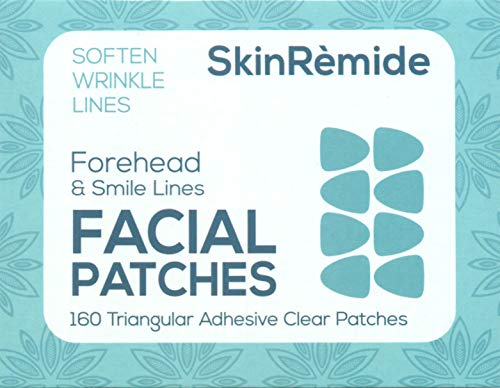 Parches faciales para reducir arrugas, SkinRemide antiarrugas. Transparente. 160 parches Forma triangular para frente y entrecejo.
