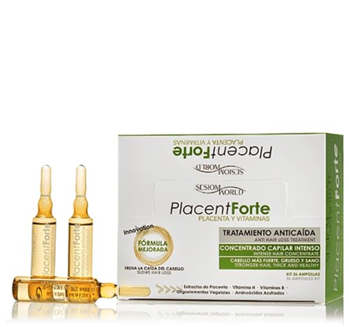 NUEVO ENVASE: Tratamiento Anticaída para Mujeres PlacentForte Placenta y Vitaminas sesiomworld 36 ampollas