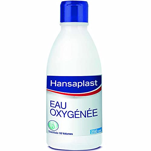 Hansaplast Agua oxigenada 10 volúmenes (250 ml), Desinfectante limpieza e higiene de la piel, Antiséptico para desinfección de heridas pequeñas o lesiones superficiales