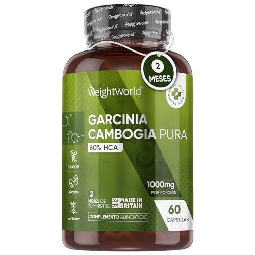 Garcinia Cambogia Extra Fuerte 1000mg 60 Cápsulas Veganas - Con 60% HCA Para Fines Dietéticos y Fitness, Fuente Natural de Vitamina C y Antioxidantes, Para 2 Meses de Suministro