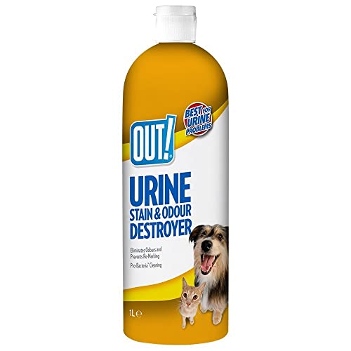 OUT! Destructor de Manchas y Olores de Orina para Mascotas | Limpiador Enzimático Pro-Bacterias - 1 Litro