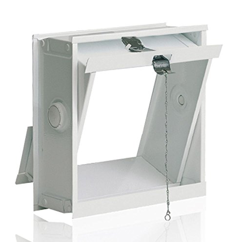 Fuchs Design Hoja de ventilación de chapa de acero blanco (217x235x90 mm) para 1 bloque de vidrio (19x19x8 cm) - con mecanismo de tracción