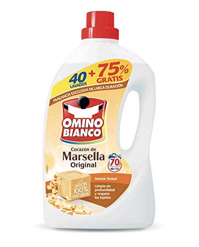 Omino Bianco Corazón Marsella Detergente líquido, 40 Dosis + 30 Gratis, 3500 ml